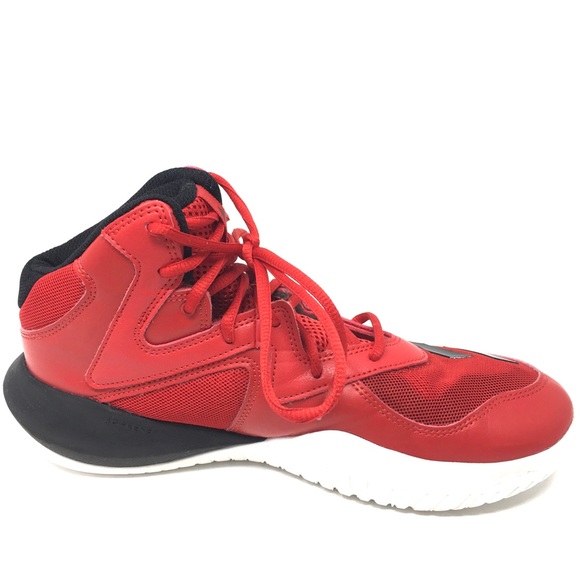 adidas | Shoes | Adidas Black Scarlet Red Hightop Basketball Shoe ...